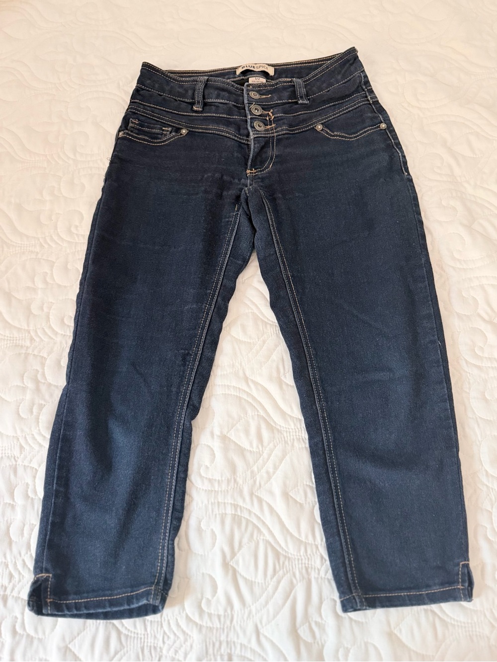 Dark Blue Women's High-Rise Button-Fly Jeans caprice